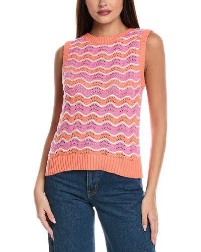 Isla & Chloe Wave Stripe Vest In Pink