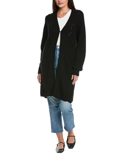 Isla & Cosi Plaited Wool & Cashmere-blend Long Cardigan In Black