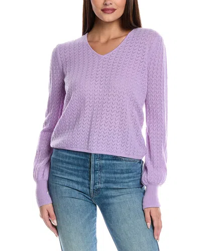 Isla & Dion Pointelle Cashmere Sweater In Purple