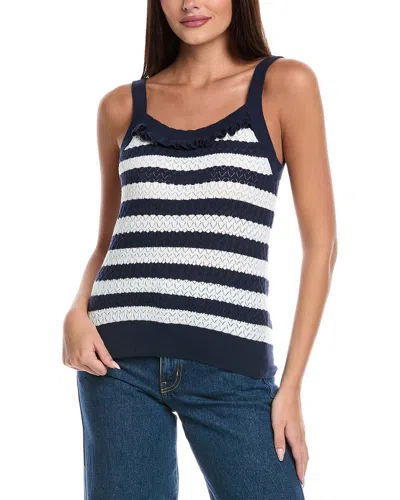 Isla &  Ella Pointelle Tank Sweater In Blue