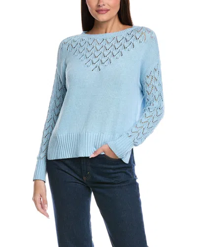 Isla & Faith Pointelle Stitch Cashmere-blend Sweater In Blue