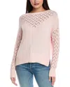 Isla & Faith Pointelle Stitch Cashmere-blend Sweater In Pink