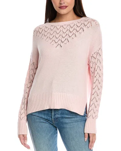 Isla & Faith Pointelle Stitch Cashmere-blend Sweater In Pink