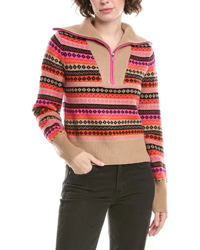 Isla & Grace 1/2-zip Cashmere Sweater In Multi