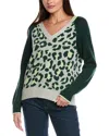 Isla & Hailey Colorblock Leopard Cashmere Sweater In Red