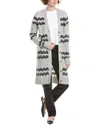 Isla & Idol Wave Stitch Wool & Cashmere-blend Long Cardigan In Gray
