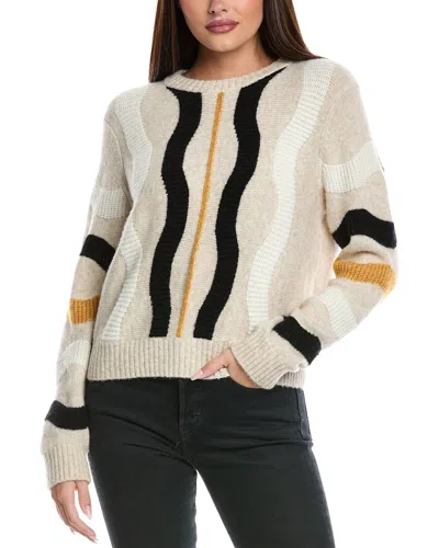 Isla & Joeanne Vertical Wave Wool-blend Sweater In Nude