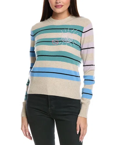 Isla & Jules Striped Embroidered Cashmere Sweater In Multi