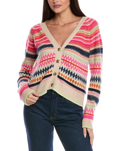 Isla & Leah Fairisle Cashmere Cardigan In Brown