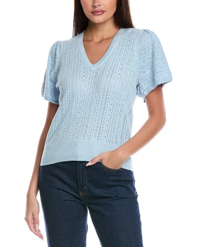 Isla & Madison Pointelle Top In Blue