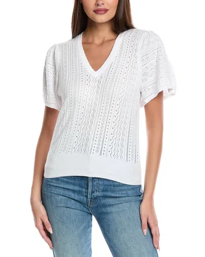 Isla & Madison Pointelle Top In White