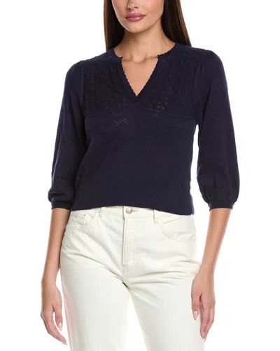 Isla & Peace Pointelle Sweater In Blue