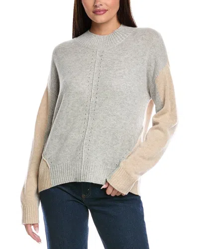 Isla & Ruby Colorblock Cashmere Sweater In Gray