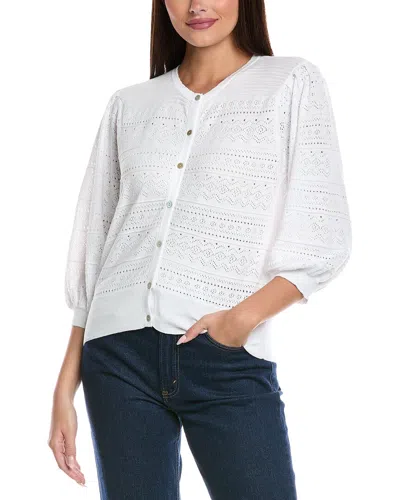 Isla & Violet Pointelle Cardigan In White