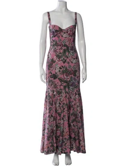 Pre-owned Isla And White Floral Print Long Dress In Multicolor