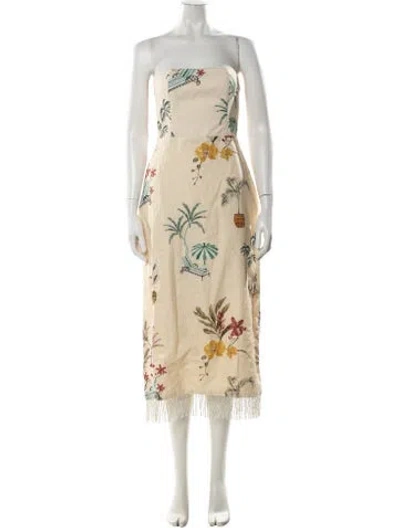 Pre-owned Isla And White Floral Print Midi Length Dress W/ Tags In Multi