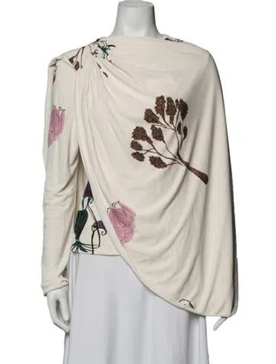 Pre-owned Isla And White Floral Print Scoop Neck Top W/ Tags In Grey