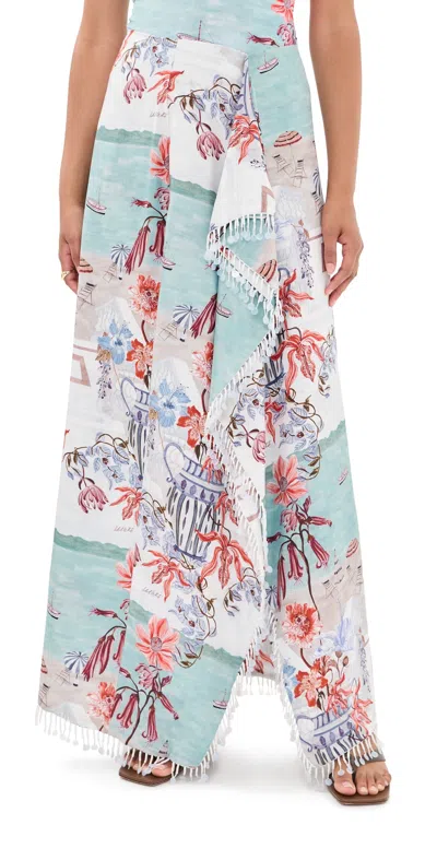 Isla And White Monroe Silk Skirt Laguna In Blue