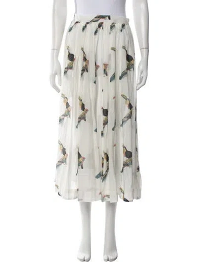 Pre-owned Isla And White Printed Midi Length Skirt In White