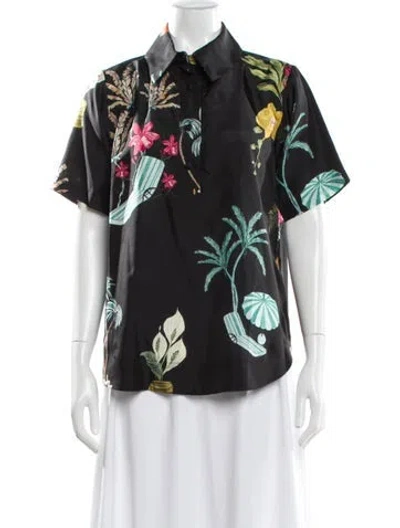 Pre-owned Isla And White Silk Floral Print Top In Multi