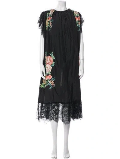 Pre-owned Isla And White Silk Long Dress In Black