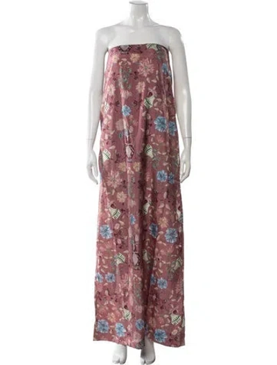 Pre-owned Isla And White Silk Long Dress In Pink