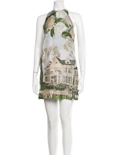 Pre-owned Isla And White Silk Mini Dress In Multicolor