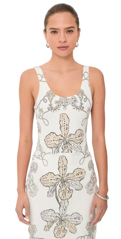 Isla And White Vicki Bodysuit Orquidee In White