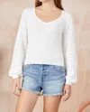 Isla Anna Pointelle V Neck In White