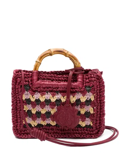 Isla Bamboo-handle Crochet Bag In Red