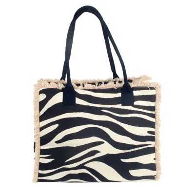 Isla Bonita By Sigris Women's Fringe Bali Tote Bag Zebra Print In Black
