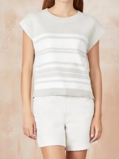 Isla Camila Stripe Tee In Linen/white In Multi