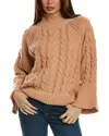 Isla Ciel Multi-stitch Turtleneck Sweater In Beige