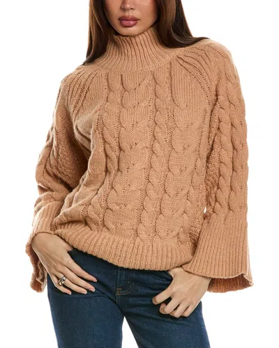Isla Ciel Multi-stitch Turtleneck Sweater In Beige