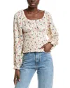 Isla Ciel Smocked Bodice Bouse In Beige