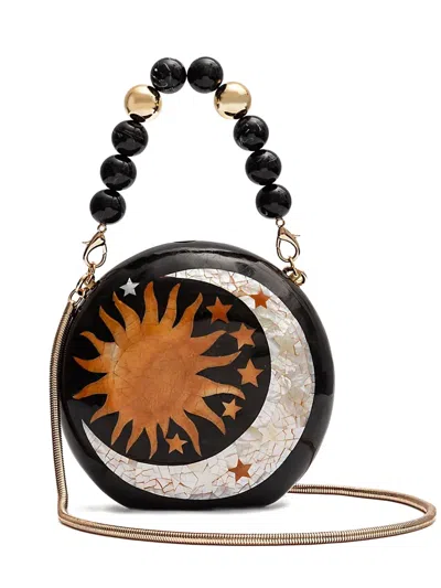 Isla Cosmic Beaded Mini Clutch Bag In Black