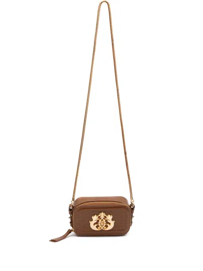 Isla Dance Crocodile-embossed Logo-plaque Mini Bag In Brown