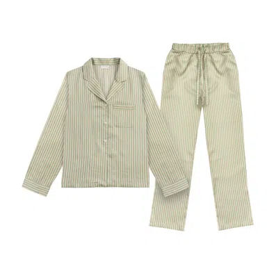 Isla Day Women's Green Saturday's Girl Striped Tencel Pyjamas