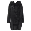 Isla Fur Long Sleeve Snap Button Hooded Jacket In Black