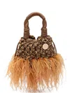 &isla Glam Plumas Feathered Tote Bag