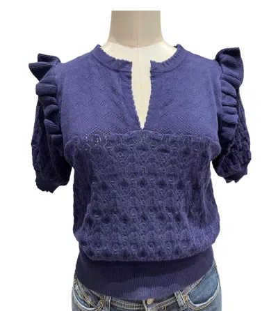 Isla Kizzy Short Sleeve Vee In Midnight In Purple