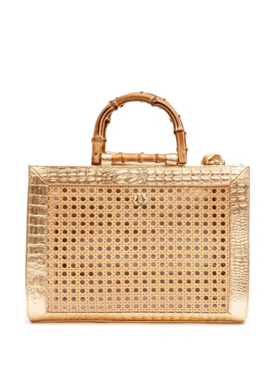 Isla Large Diana Bamboo-handle Tote Bag In Gold