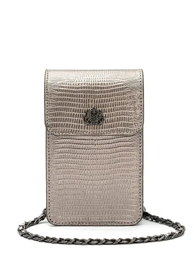 Isla Leather Phone Pouch In Silver