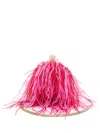 &isla Lily Feathered Shoulder Bag In Pink