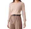 Isla Luna Cable Rib V-neck Top In Light Fawn In Brown