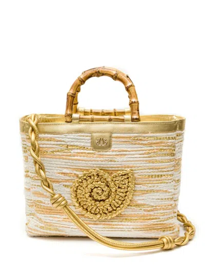 Isla Maxi Tote Shell Handbag In Gold