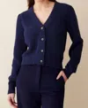 Isla Maya Rib V Cardigan In Navy In Blue