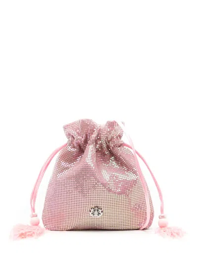 Isla Mesh Logo-plaque Shoulder Bag In Pink