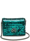 &isla Mini Georgia Sequin Crossbody Bag In Green