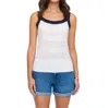Isla Olivia Pointelle Vest Top In Snowdrop Navy In Multi